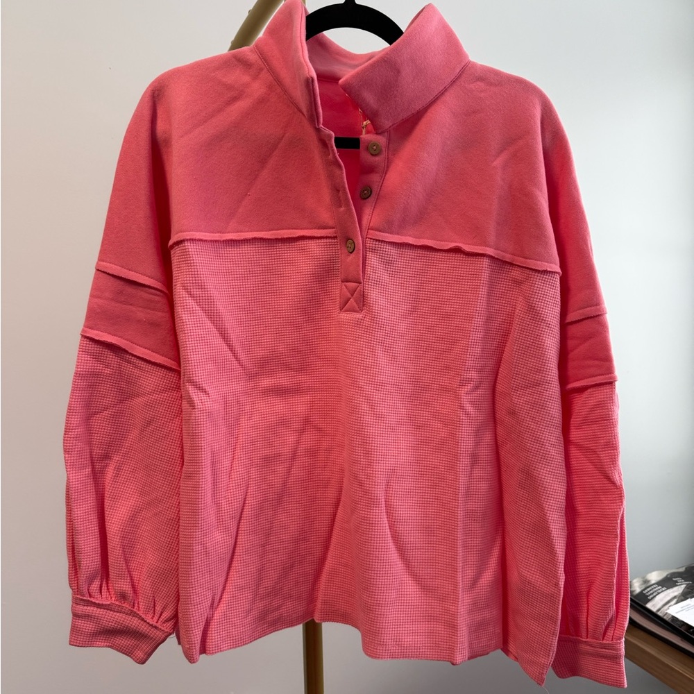 BiBi Vibrant Pink Collared Top